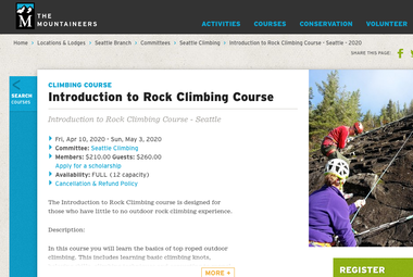 Screenshot of Mountaineers Rock Climbing Course